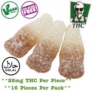 Vegan/Halal Fizzy Cola Bottles 25mg THC Per Piece, Pack of 16
